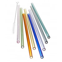 Set 8 barvitih steklenih slamic (dolžina 23 cm)