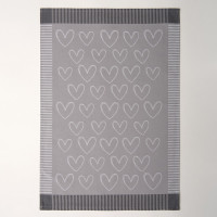Kuhinjska krpa 50 x 70 cm Srčki, siva