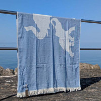 Fouta bombažna brisača Slončka 90 x 175 cm, modra