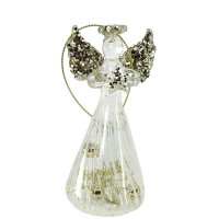 Stekleni angelček v darilni embalaži 9 cm, zlat
