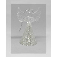 Stekleni angelček 9 cm, srebrn