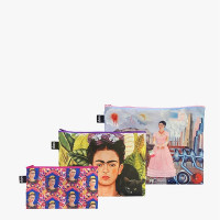 LOQI set 3 žepkov z zadrgo Zip Pockets Frida Kahlo, Recycled