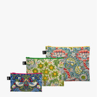 LOQI set 3 žepkov z zadrgo Zip Pockets, William Morris Wandle, Orchard, Strawberry Thief