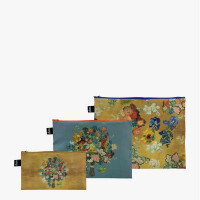 LOQI set 3 žepkov z zadrgo Zip Pockets Vincent van Gogh, Bouquet / Flower Pattern, Recycled