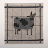Kuhinjska brisača 50 x 50 cm Na kmetiji, siva