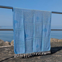 Fouta bombažna brisača Teos 90 x 175 cm, modra