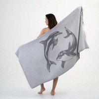 Fouta bombažna brisača Dolphin 90 x 175 cm, siva