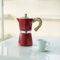Kafetiera Venezia za 3 skodelice kave primerna za indukcijo, rdeča