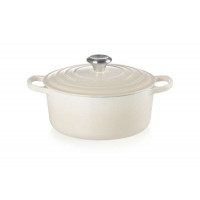 Okrogla posoda z jeklenim gumbom 24 cm, peščena