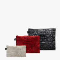 LOQI set 3 žepkov z zadrgo Zip Pockets, Crocodile