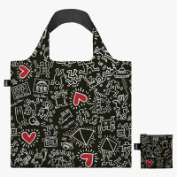 LOQI zložljiva vrečka Keith Haring, Black Pattern, Recycled