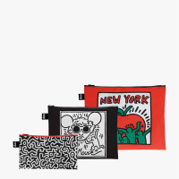 LOQI set 3 žepkov z zadrgo Zip Pockets, Keith Haring, Recycled