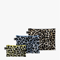 LOQI set 3 žepkov z zadrgo Zip Pockets, Leopard Dusk